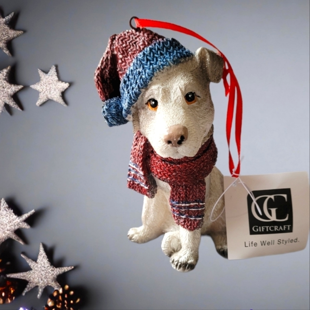 Giftcraft - Ornamental Dog, Christmas themed, can be hung or sit on a shelf
